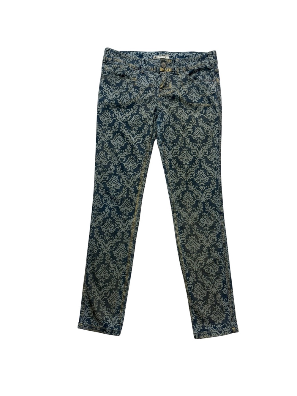 Free People Navy Damask Skinny Jeans
